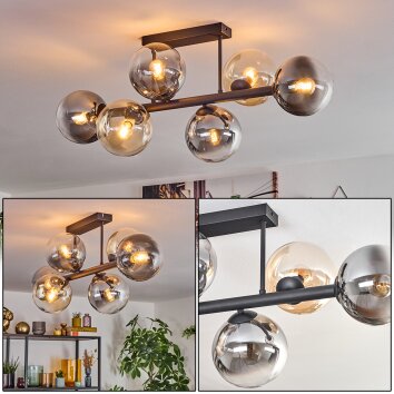 Gastor Deckenleuchte Glas 15 cm Bernsteinfarben, Klar, Rauchfarben, 6-flammig