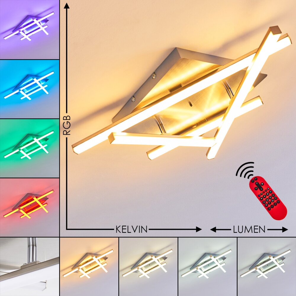 Eriz Deckenleuchte LED Nickel-Matt, 4-flammig, Fernbedienung, Farbwechsler main product photo