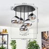Gastor Deckenleuchte Glas 15 cm Chrom, Klar, Rauchfarben, 5-flammig