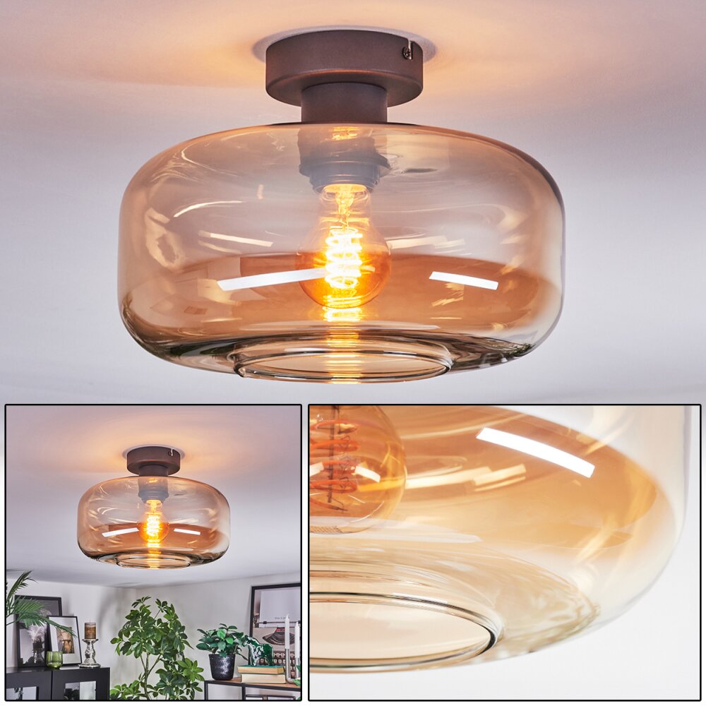 Boza Deckenleuchte Glas 28 cm Bernsteinfarben, 1-flammig main product photo