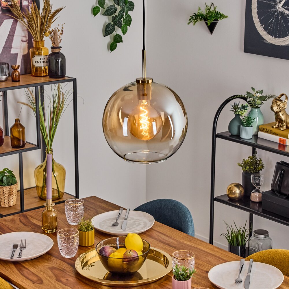 Koyoto Hängeleuchte Glas 30 cm Gold, Schwarz, 1-flammig main product photo