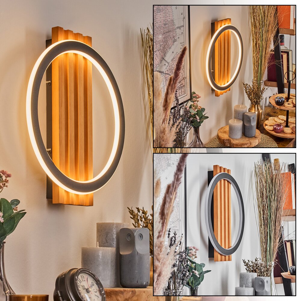 Pompu Wandleuchte LED Naturfarben, Schwarz, 1-flammig main product photo