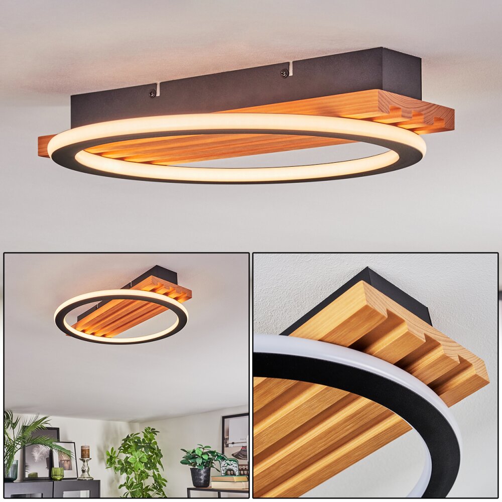 Pompu Deckenleuchte LED Naturfarben, Schwarz, 1-flammig main product photo