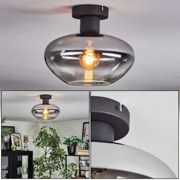 Mertola Deckenleuchte Glas 25 cm Klar, Rauchfarben, 1-flammig