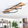 Pompu Deckenleuchte LED Holz hell, Schwarz, 2-flammig