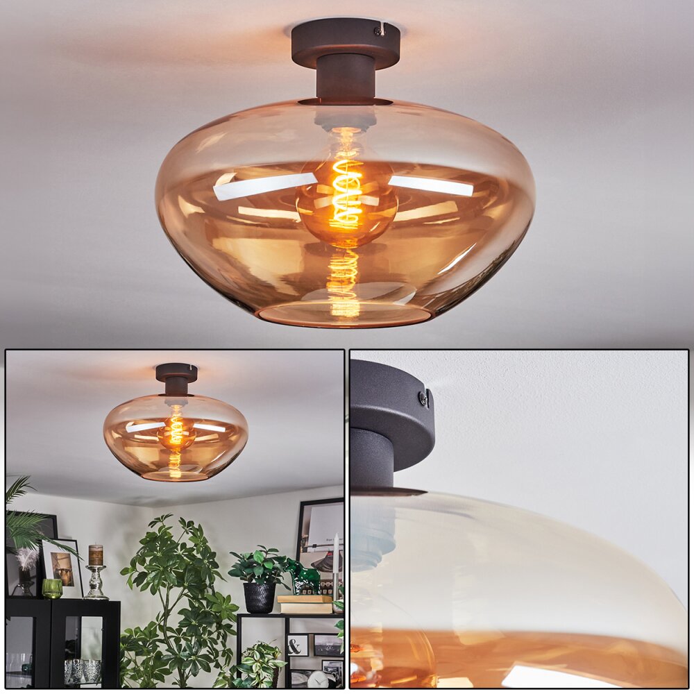 Mertola Deckenleuchte Glas 35 cm Bernsteinfarben, 1-flammig main product photo