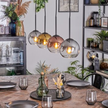 Koyoto Hängeleuchte Glas 15 cm Gold, Klar, Kupferfarben, Rauchfarben, 4-flammig