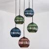 Koyoto Hängeleuchte Glas 25 cm Blau, Grün, Kupferfarben, 5-flammig