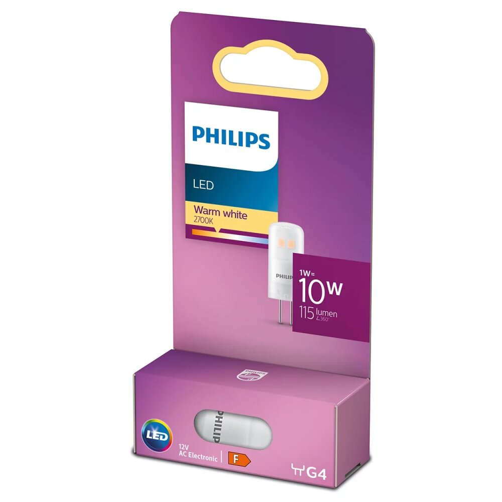 Philips LED G4 1W 2700K 115lm main product photo