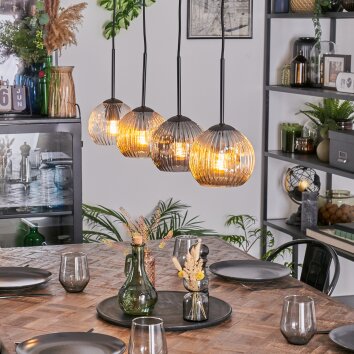 Ripoll Hängeleuchte Glas 15 cm Bernsteinfarben, Klar, Rauchfarben, 4-flammig Ripoll Hängeleuchte Glas 15 cm Bernsteinfarben, Klar, Rauchfarben, 4-flammig