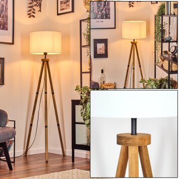 Soungou Stehleuchte 38 cm Holz dunkel, Schwarz, 1-flammig