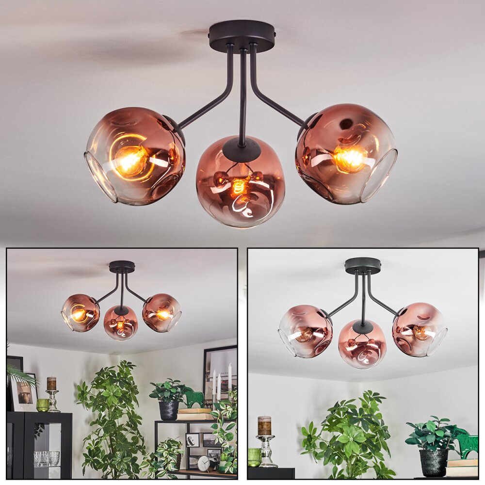 Ripoll Deckenleuchte Glas 15 cm Klar, Kupferfarben, 3-flammig main product photo