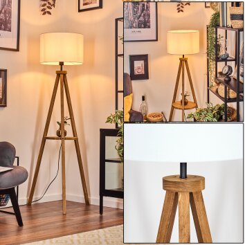 Soungou Stehleuchte 38 cm Holz dunkel, Schwarz, 1-flammig