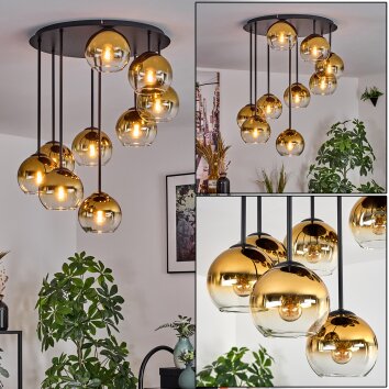 Koyoto Deckenleuchte Glas 15 cm Gold, Klar, 9-flammig