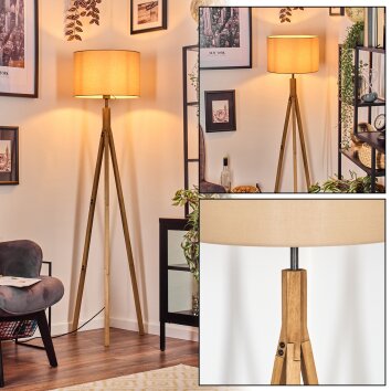 Soungou Stehleuchte 38 cm Naturfarben, Nickel-Matt, 1-flammig
