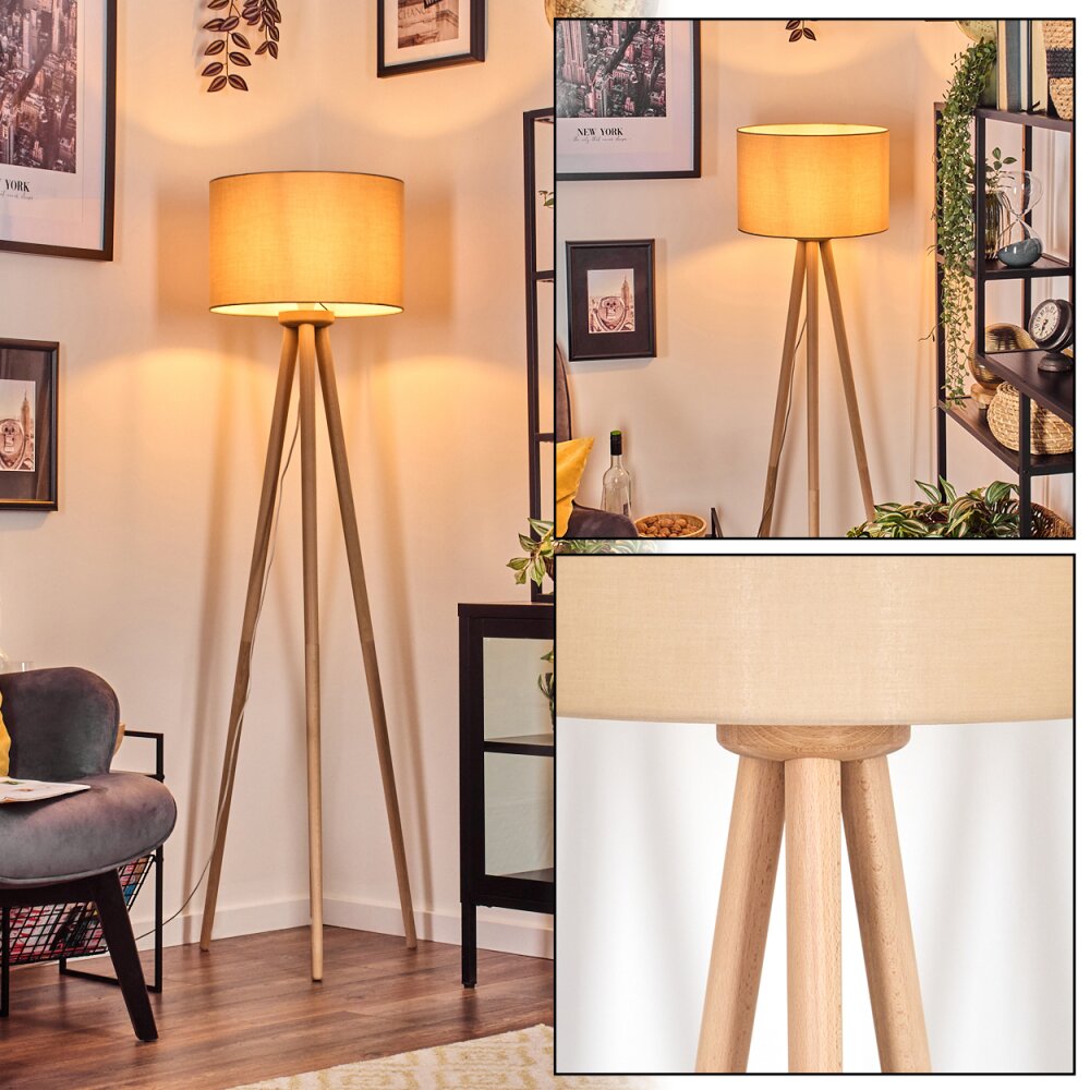 Soungou Stehleuchte 38 cm Holz hell, Weiß, 1-flammig main product photo