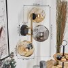 Ripoll Wandleuchte Glas 15 cm Gold, Schwarz, 3-flammig