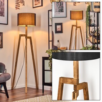 Soungou Stehleuchte 38 cm Naturfarben, Schwarz, 1-flammig