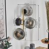 Ripoll Wandleuchte Glas 15 cm Gold, Schwarz, 3-flammig