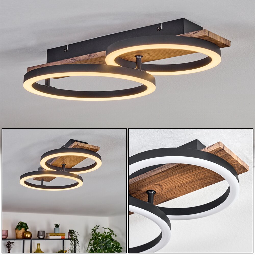 Cascada Deckenleuchte LED Braun, Holzoptik, Schwarz, 1-flammig main product photo