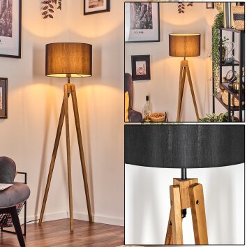Soungou Stehleuchte 38 cm Naturfarben, Schwarz, 1-flammig