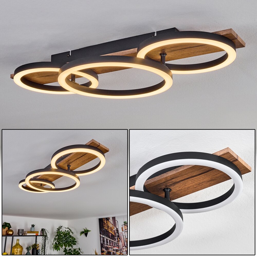 Cascada Deckenleuchte LED Braun, Holzoptik, Schwarz, 1-flammig main product photo