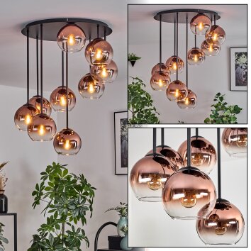 Koyoto Deckenleuchte Glas 15 cm Klar, Kupferfarben, 9-flammig