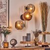 Ripoll Wandleuchte Glas 15 cm Gold, Schwarz, 3-flammig