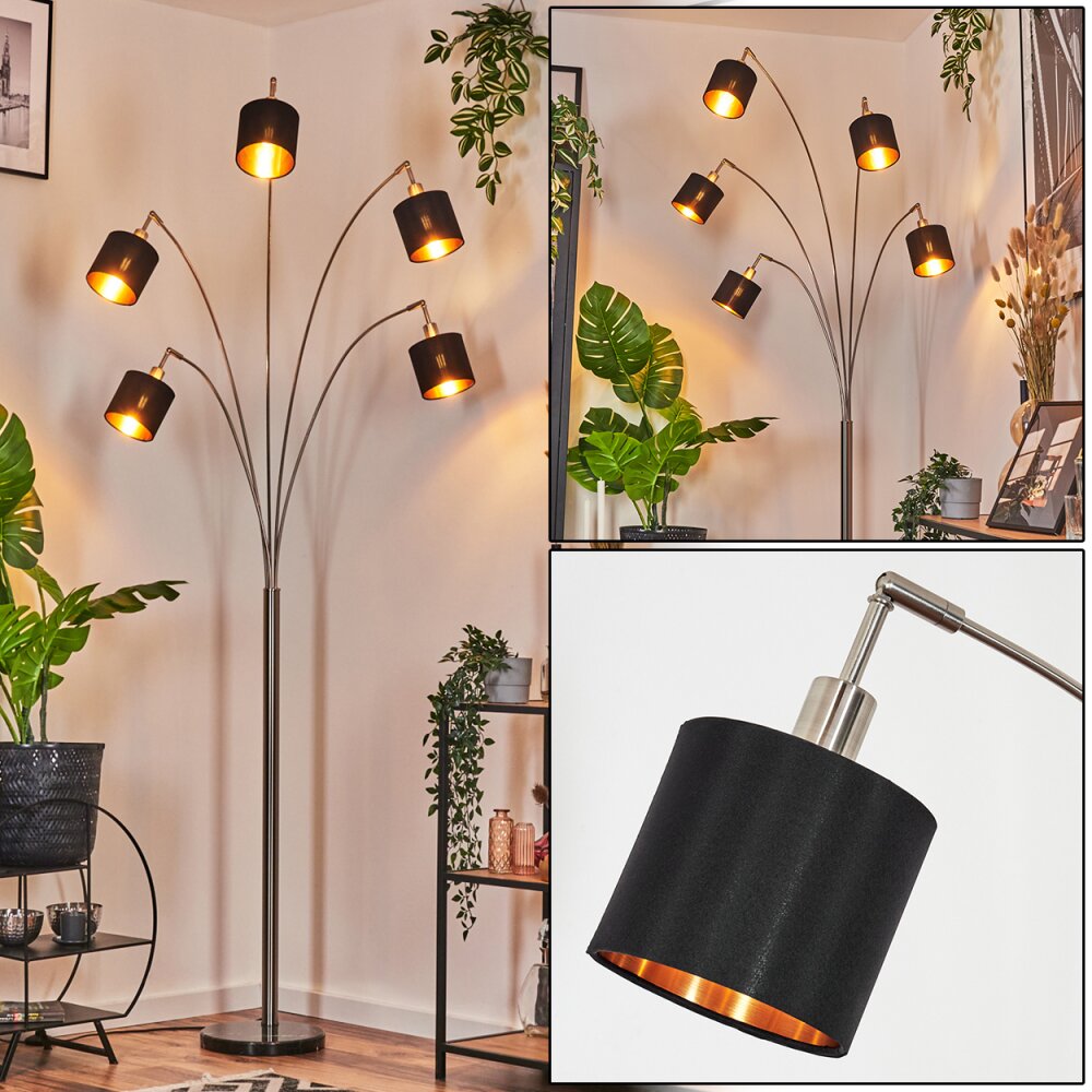 Alsen Stehleuchte Nickel-Matt, Schwarz, 5-flammig main product photo