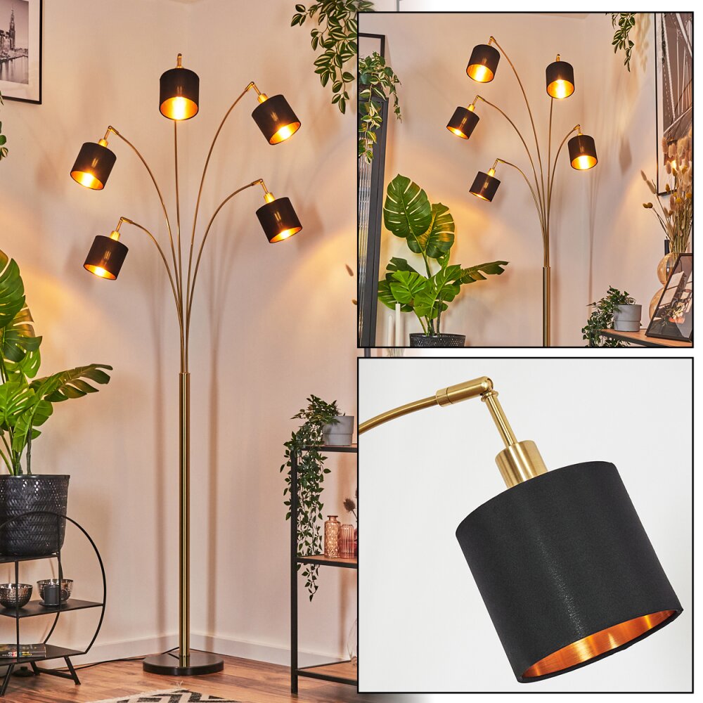 Alsen Stehleuchte Messing, Schwarz, 5-flammig main product photo