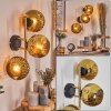 Ripoll Wandleuchte Glas 15 cm Gold, Schwarz, 3-flammig