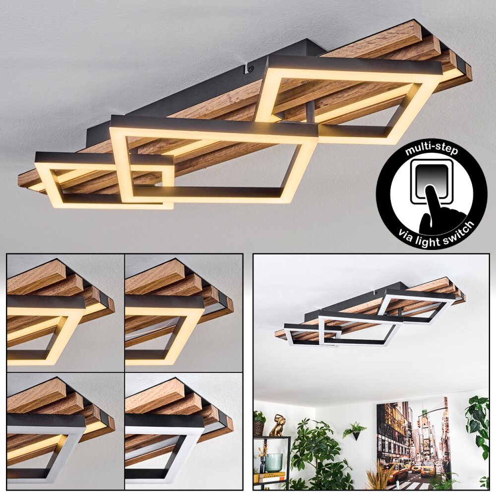 Ellekilde Deckenleuchte LED Braun, Holzoptik, Schwarz, 2-flammig main product photo