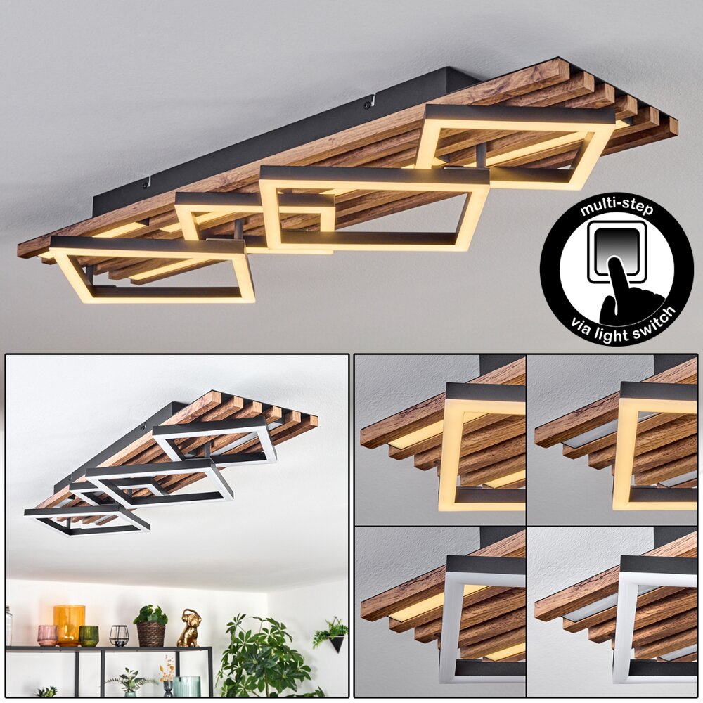 Ellekilde Deckenleuchte LED Braun, Holzoptik, Schwarz, 2-flammig main product photo