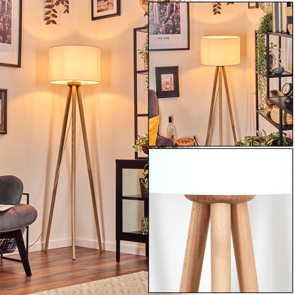 Soungou Stehleuchte 38 cm Holz hell, Weiß, 1-flammig main product photo