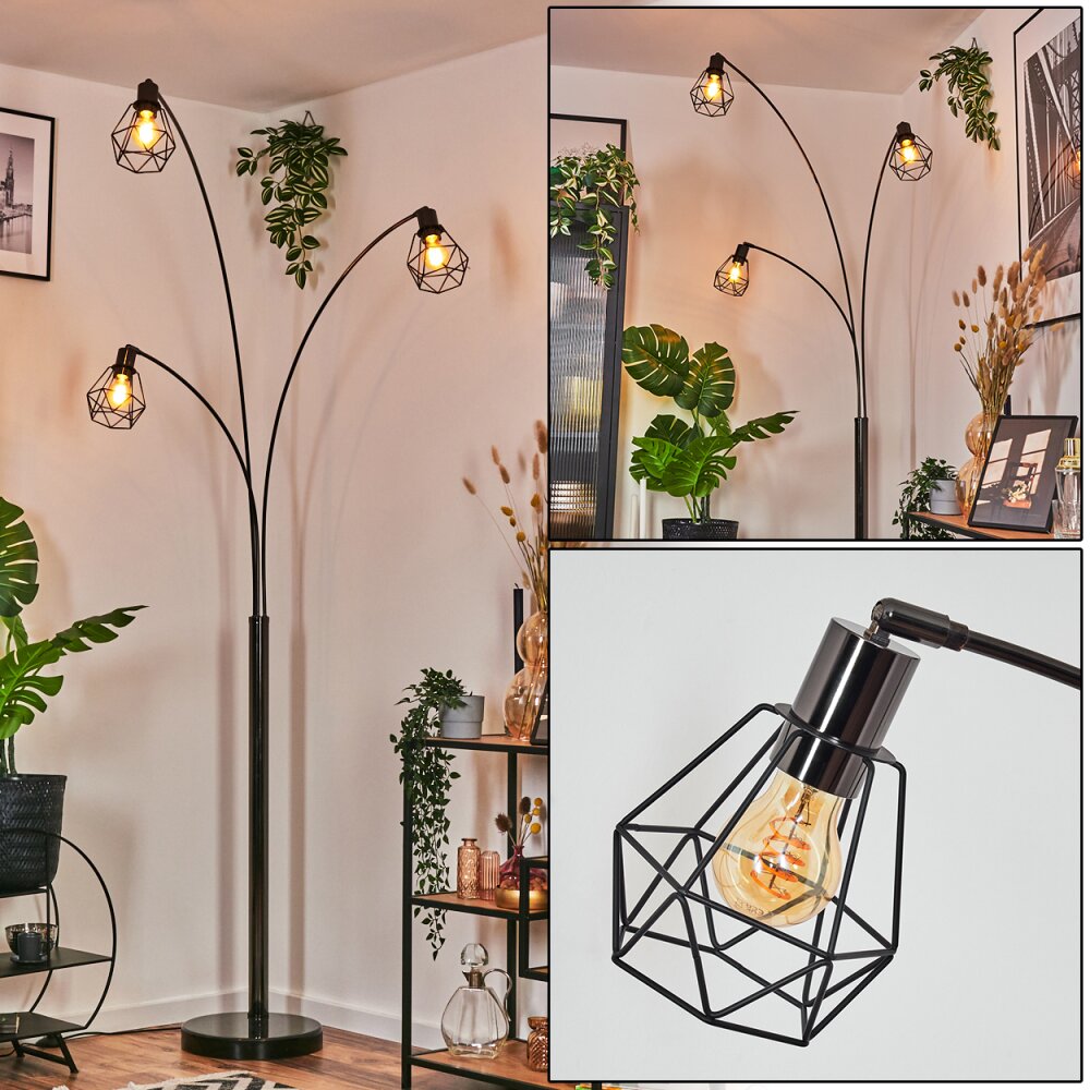 Yaak Stehleuchte Chrom, Schwarz, 3-flammig main product photo