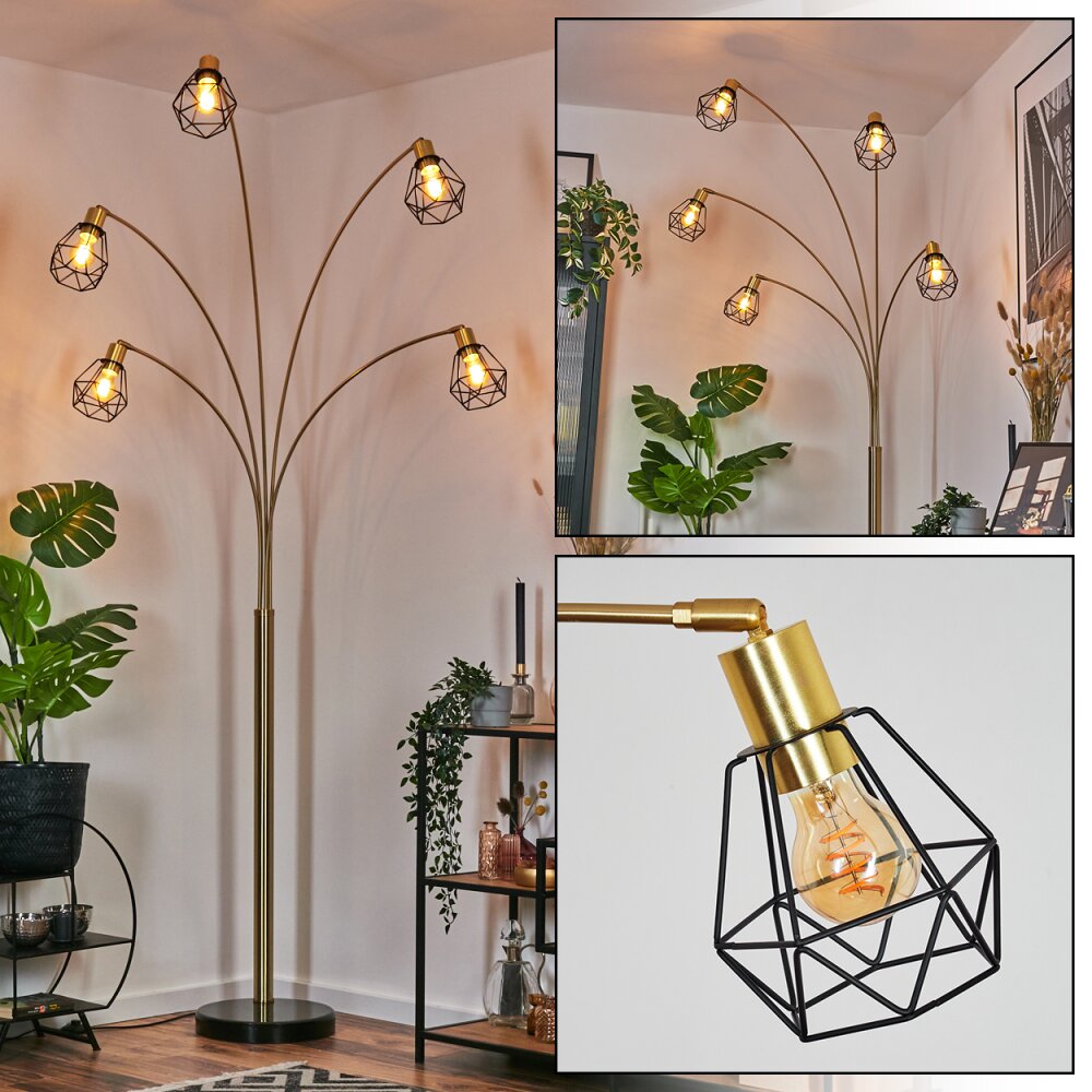 Yaak Stehleuchte Messing, Schwarz, 5-flammig main product photo