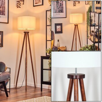 Soungou Stehleuchte 38 cm Chrom, Holz dunkel, 1-flammig