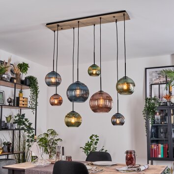 Koyoto Hängeleuchte Glas 15 cm, 20 cm, 25 cm Naturfarben, Schwarz, 8-flammig Koyoto Hängeleuchte Glas 15 cm, 20 cm, 25 cm Naturfarben, Schwarz, 8-flammig