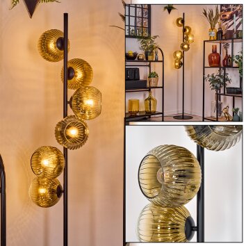 Ripoll Stehleuchte Glas 15 cm Gold, Klar, 6-flammig