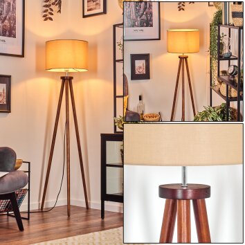 Soungou Stehleuchte 38 cm Chrom, Holz dunkel, 1-flammig