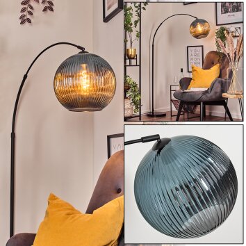 Koyoto Bogenlampe Glas 30 cm Schwarz, 1-flammig