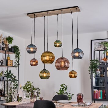 Koyoto Hängeleuchte Glas 15 cm, 20 cm, 25 cm Naturfarben, Schwarz, 8-flammig