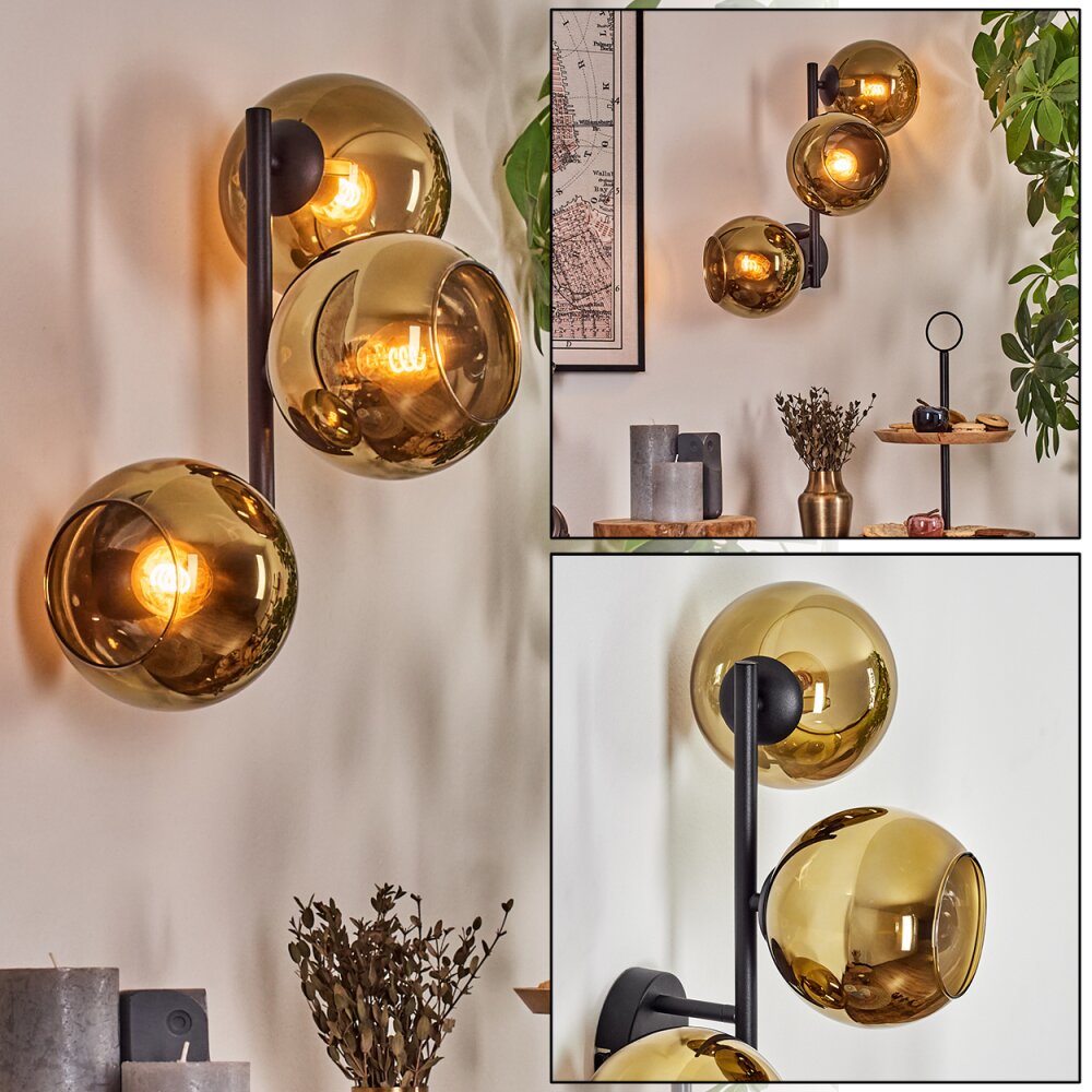 Koyoto Wandleuchte Glas 15 cm Gold, 3-flammig main product photo