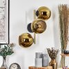 Koyoto Wandleuchte Glas 15 cm Gold, Schwarz, 3-flammig