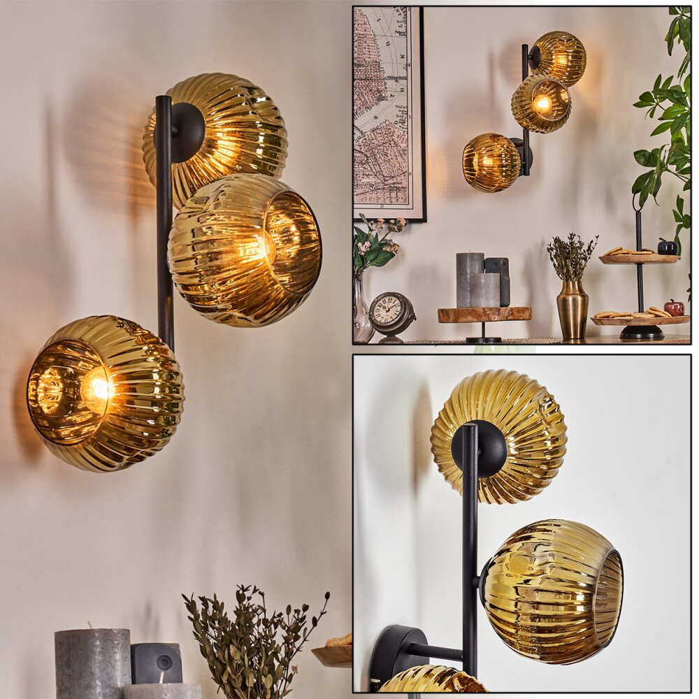 Ripoll Wandleuchte Glas 15 cm Gold, 3-flammig main product photo