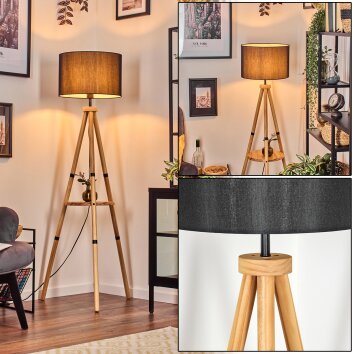 Soungou Stehleuchte 38 cm Naturfarben, Schwarz, 1-flammig