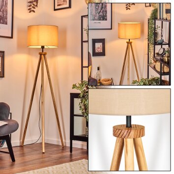 Soungou Stehleuchte 38 cm Naturfarben, Schwarz, 1-flammig