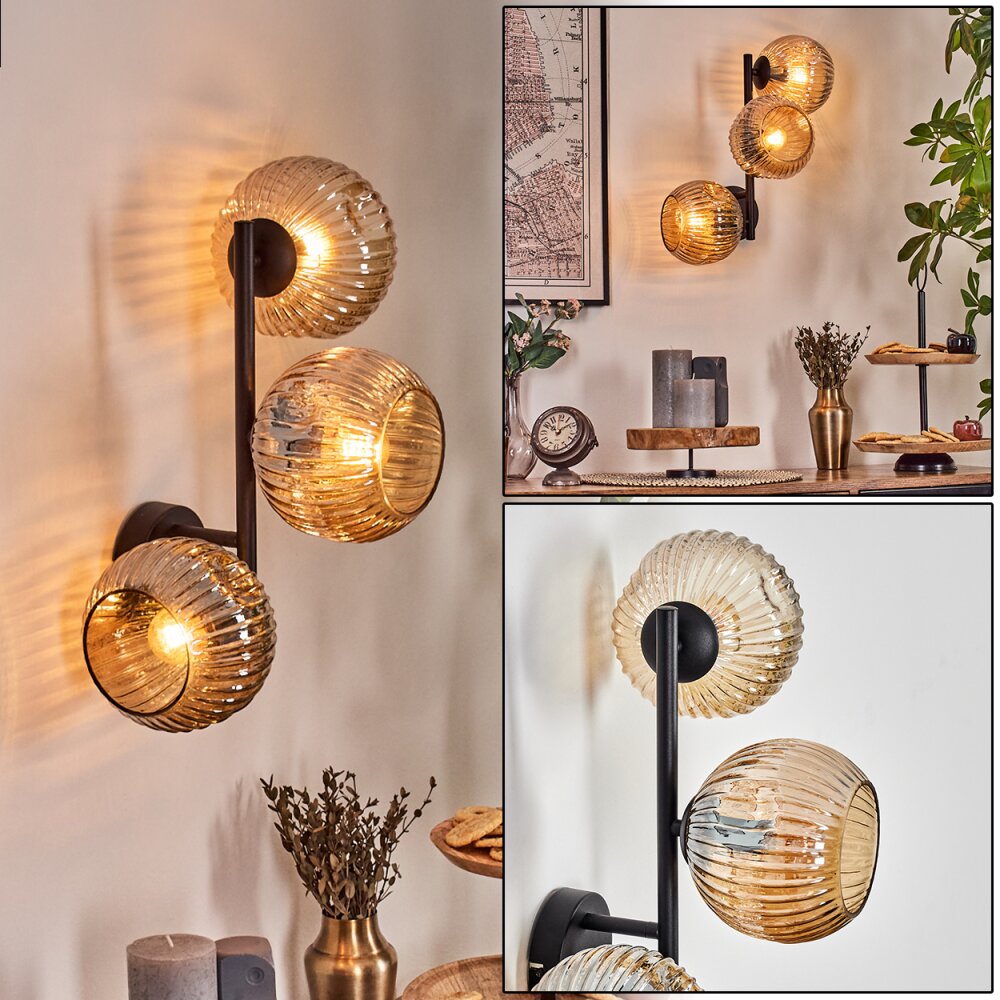 Ripoll Wandleuchte Glas 15 cm Bernsteinfarben, 3-flammig main product photo