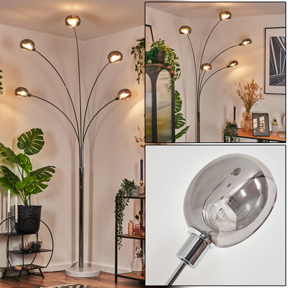 Nikkala Stehleuchte Chrom, Weiß, 5-flammig main product photo