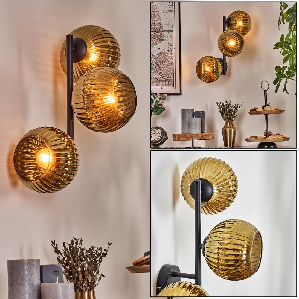 Koyoto Wandleuchte Glas 15 cm Gold, 3-flammig main product photo